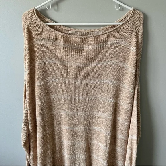 Free People Shipping News Oversized Tunic Sweater Women L Beige Tan Cozy Beachy - Picture 6 of 15